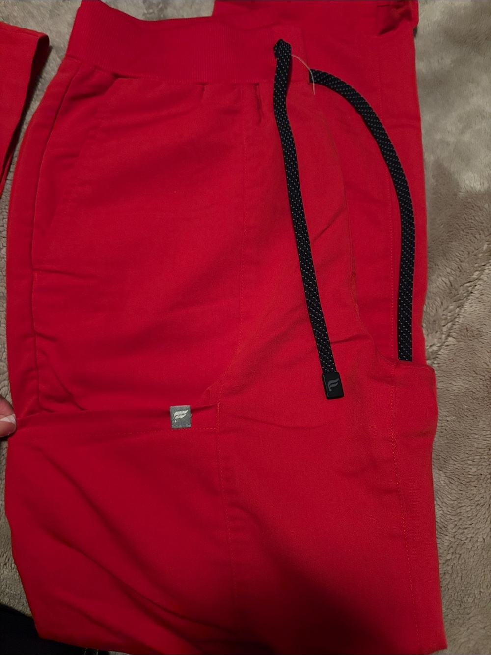 Woman’s Red Athletic Jogger Pants with Drawstring